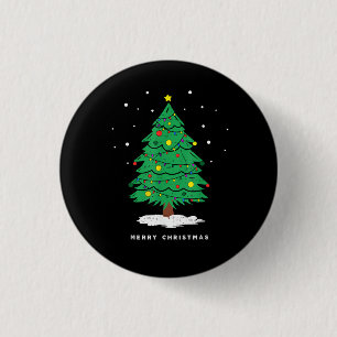 Retro Sinterklaas Kerstboom Verlichting Ronde Button 3,2 Cm