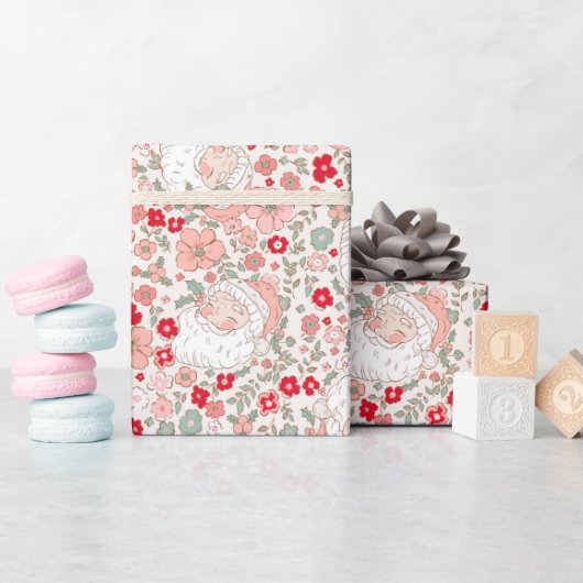 Retro  Sinterklaas Kerstmis Bloemen Cadeaupapier (Baby Shower)
