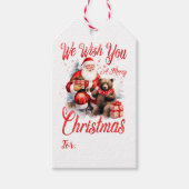 Retro Sinterklaas met Beer Kerst Cadeaulabel (Voorkant)