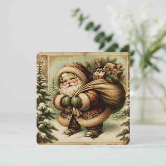 Retro Sinterklaas met geschenken Kaart (Staand voorkant)