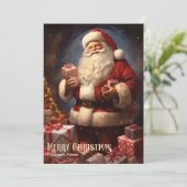  retro sinterklaas met kerstcadeaus feestdagenkaart (Staand voorkant)