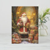  retro sinterklaas met kerstcadeaus feestdagenkaart (Staand voorkant)
