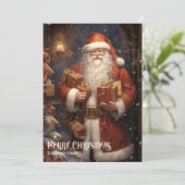  retro sinterklaas met kerstcadeaus feestdagenkaart (Staand voorkant)