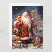  retro sinterklaas met kerstcadeaus feestdagenkaart (Voorkant / Achterkant)