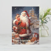  retro sinterklaas met kerstcadeaus feestdagenkaart (Staand voorkant)