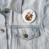 Retro Sinterklaas Rijden Een Rendier Kerstmis Ronde Button 5,7 Cm (In situ)