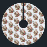 Retro Sinterklaas Rijden een rendierpatroon Kerstboom Rok<br><div class="desc">Boomrok met een leuke kerstillustratie. Sinterklaas in zijn traditionele rode pak rijden op een grote gewei rendieren versierd met hulst. Een kerstboom achterin.</div>