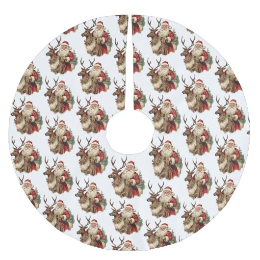 Retro Sinterklaas Rijden een rendierpatroon Kerstboom Rok (Voorkant)