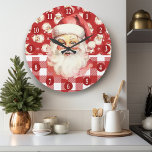 Retro Sinterklaas Rood en Wit Plaid Kerstmis Grote Klok<br><div class="desc">Vier het feestseizoen met onze Retro Sinterklaas Rood En Wit Plaid Christmas Grote Klok! Deze charmante klok heeft een nostalgisch ontwerp van de Kerstman tegen een stijlvolle rode en witte geruite achtergrond, die vintage charme combineert met moderne flair. Perfect voor het toevoegen van een feestelijke touch aan uw woonkamer, keuken...</div>