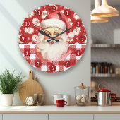 Retro Sinterklaas Rood en Wit Plaid Kerstmis Grote Klok