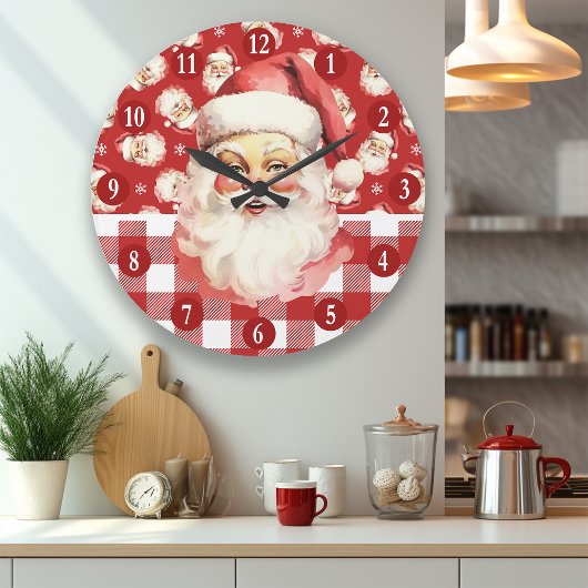 Retro Sinterklaas Rood en Wit Plaid Kerstmis Grote Klok