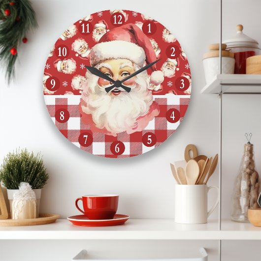 Retro Sinterklaas Rood en Wit Plaid Kerstmis Grote Klok
