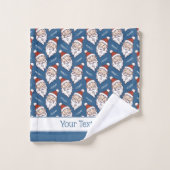 Retro Sinterklaas Rood Wit en Blauw Kerstmis Bad Handdoek (Wasdoekje)