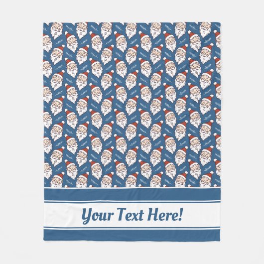 Retro Sinterklaas Rood Wit en Blauw Kerstmis Fleece Deken (Voorkant)