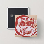 Retro Sinterklaas vrolijk en fel Groovy   Vierkante Button 5,1 Cm (Voorkant /achterkant)