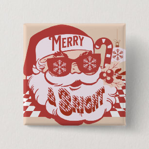Retro Sinterklaas vrolijk en fel Groovy   Vierkante Button 5,1 Cm