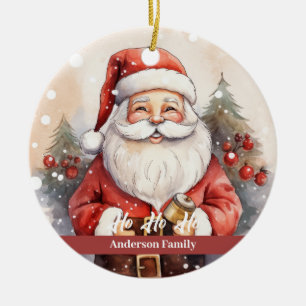  retro sinterklaas Waterverf Illustratie Keramisch Ornament