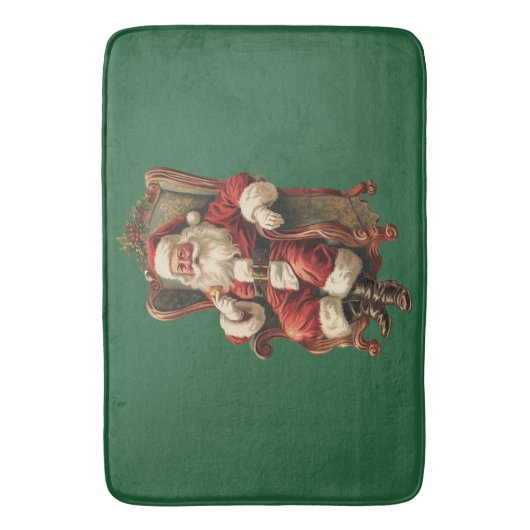 Retro Sinterklaas Zittend in een stoel Kerstmis Badmat (Voorkant Verticaal)