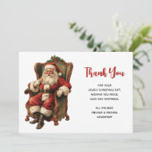 Retro Sinterklaas Zittend in een stoel Kerstmis Bedankkaart (Staand voorkant)