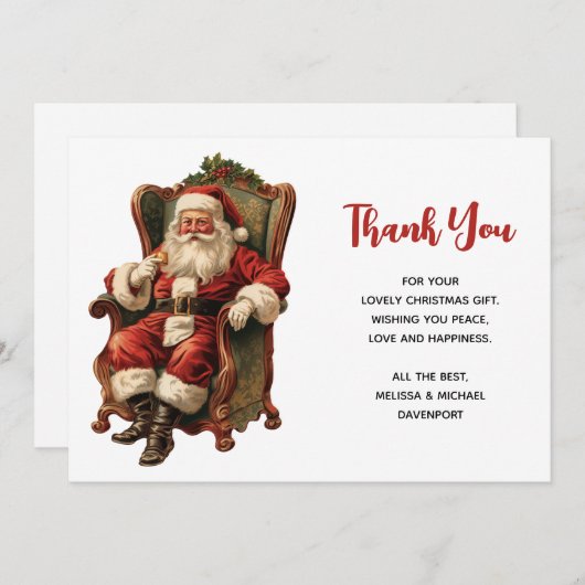Retro Sinterklaas Zittend in een stoel Kerstmis Bedankkaart (Voorkant / Achterkant)