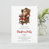 Retro Sinterklaas Zittend in een stoel Kerstmis Kaart (Staand voorkant)