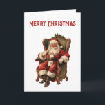 Retro Sinterklaas Zittend in een stoel Kerstmis Kaart<br><div class="desc">Kerstkaart met een afbeelding in  stijl met klassieke Sinterklaas zittend in een ouderwetse armstoel. Heerlijk traditioneel kerstontwerp.</div>