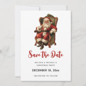 Retro Sinterklaas Zittend in een stoel Kerstmis Save The Date (Voorkant)