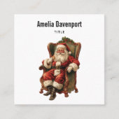 Retro Sinterklaas Zittend in een stoel Kerstmis Vierkante Visitekaartje (Voorkant)