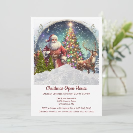 retro sinterklaaskerstuitnodiging kaart (Staand voorkant)