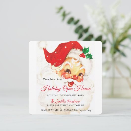 Retro Sinterklaasviering, Open Huis Feestdagenkaart (Staand voorkant)