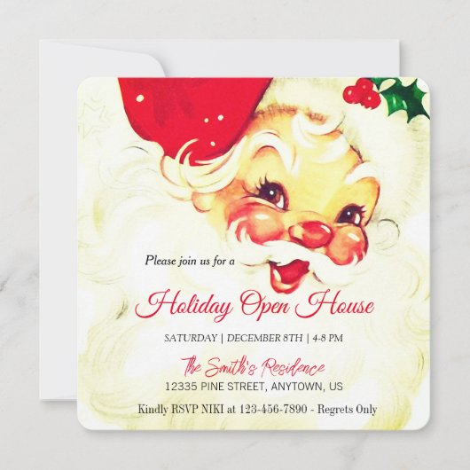 Retro Sinterklaasviering, Open Huis Feestdagenkaart (Voorkant)