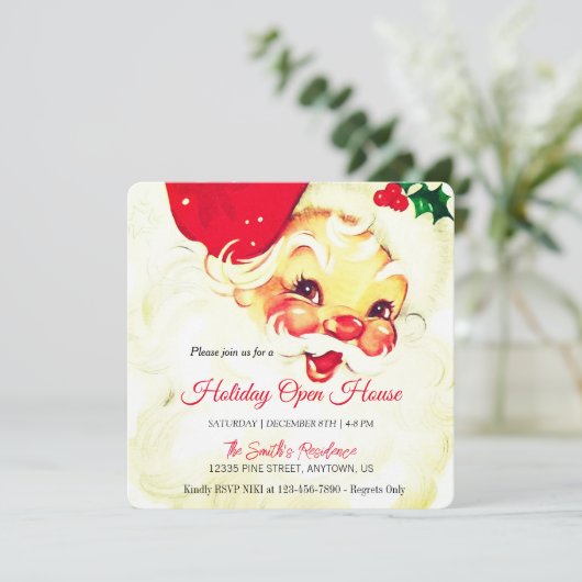 Retro Sinterklaasviering, Open Huis Feestdagenkaart (Staand voorkant)