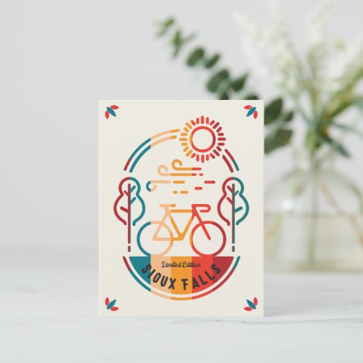 Retro Sioux Herfsten Fietsroute Briefkaart (Staand voorkant)