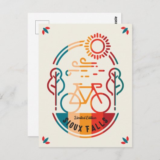 Retro Sioux Herfsten Fietsroute Briefkaart (Voorkant / Achterkant)