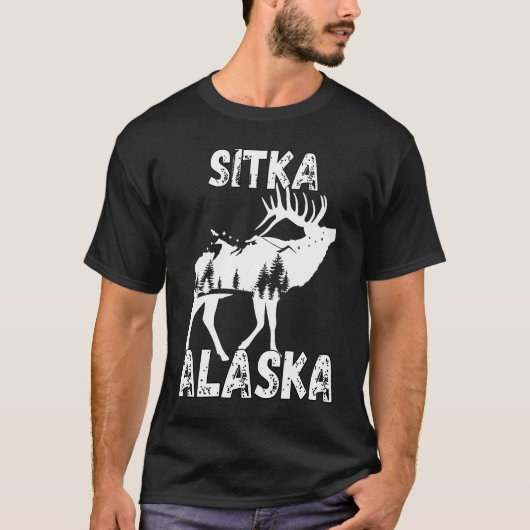 Retro Sitka AK Alaska City Apparel Souvenir T-shirt (Voorkant)