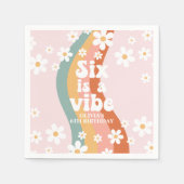Retro Six is een Vibe Rainbow Daisy 6e verjaardag Servet (Voorkant)