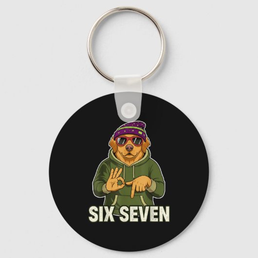 Retro Six Seven Golden Retriever Graphic Gift Men  Sleutelhanger (Voorkant)