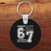 Retro Six Seven Numbers Clever Humor 6 7 Meme Mens Sleutelhanger (Voorkant)