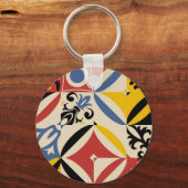 Retro Sixties Azulejos geometrisch patroon Sleutelhanger (Achterkant)