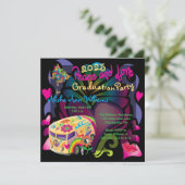 Retro Sixties Peace and Love Graduation Party Kaart (Staand voorkant)