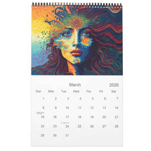 Retro Sixties Psychedelic Art 2026 Kalender (Mar 2026)
