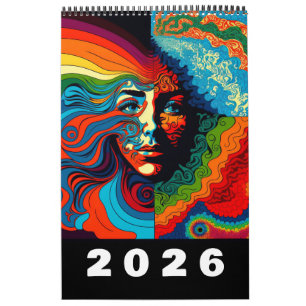 Retro Sixties Psychedelic Art 2026 Kalender