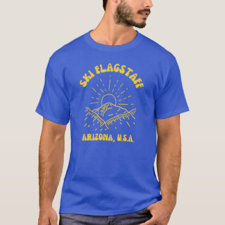 Retro Sixties Ski Flagstaff Arizona Gele Tekst Vi T-shirt