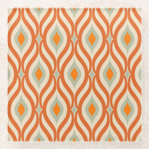 Retro Sixties stijl naadloos patroon Glazen Onderzetter