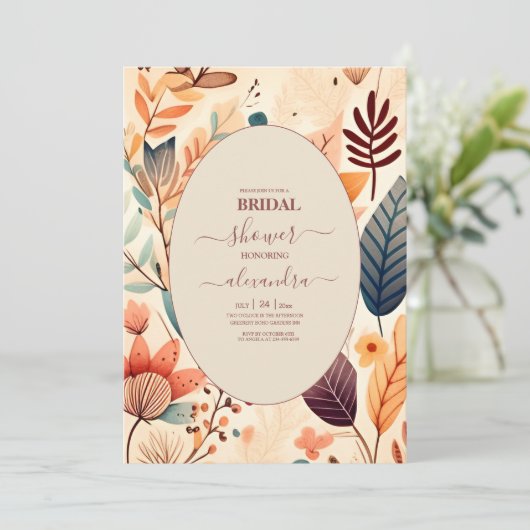 Retro  Sixties Terracotta Bridal Kaart (Staand voorkant)