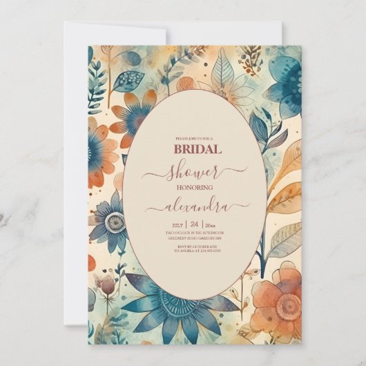 Retro  Sixties Terracotta Bridal Kaart (Voorkant)