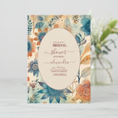 Retro  Sixties Terracotta Bridal Kaart (Staand voorkant)