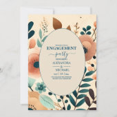 Retro  Sixties Terracotta Verloving Kaart (Voorkant)