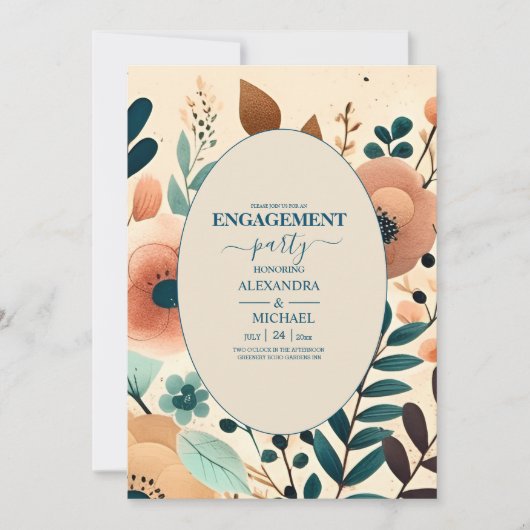 Retro Sixties Terracotta Verloving Kaart (Voorkant)