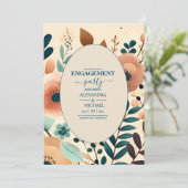 Retro  Sixties Terracotta Verloving Kaart (Staand voorkant)